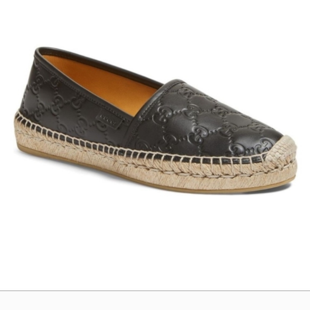 Used Gucci Black Signature Espadrilles Classic 37 7